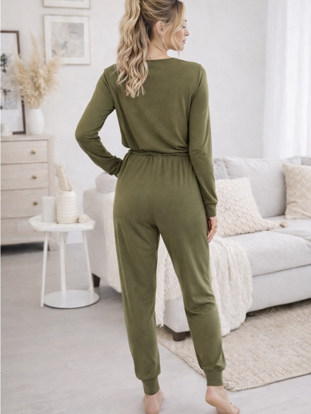 Adibosy Olive Green Wrap Jumpsuit - Picture 2 of 2